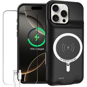 iPhone 16 Pro Max Battery Case 12000mAh Extended Power Wireless Charging Case